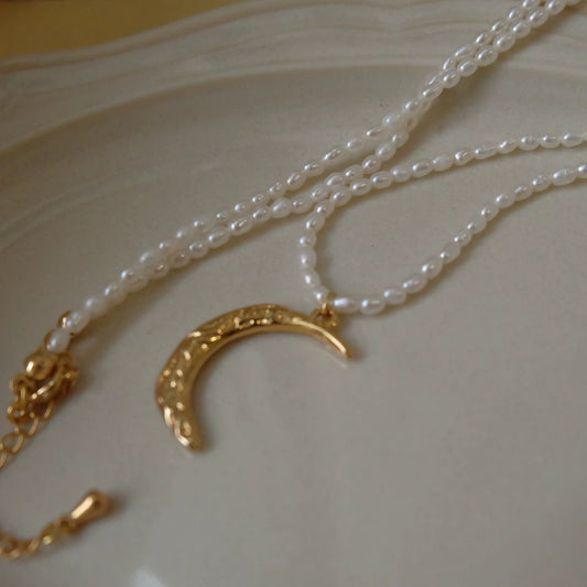 Moonooze Natural Freshwater Pearl Vintage Collarbone Necklace moonooze