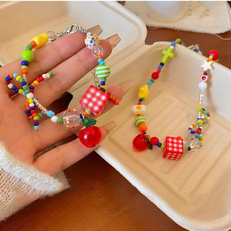 Cute Apple Star Beaded Bracelet for Girls moonooze