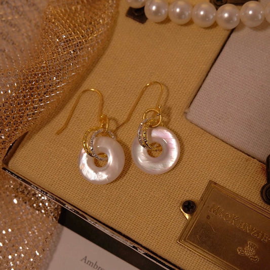 Moonooze Natural Mother-of-Pearl 925 Silver Peace Buckle Earrings moonooze